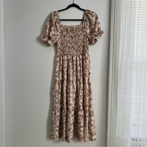 SHEIN Floral Puff Sleeve Midi Dress